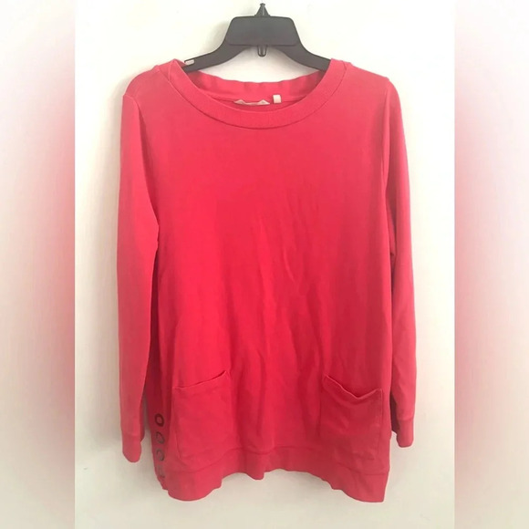 Soft Surroundings Petite Make It Snappy Tunic pullover Coral Pink Womens PXL - Picture 2 of 6